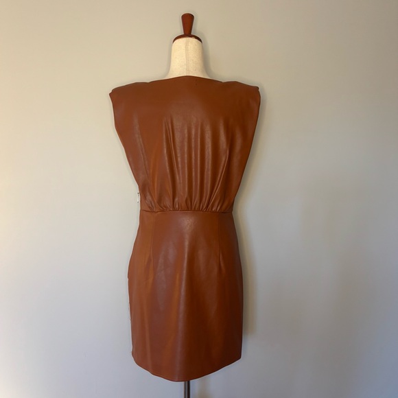 EnSaison Brown Leather Dress size M - Picture 3 of 6